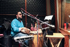 A client of Kingswood Productions using Studio B to record their latest album.