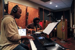 A client of Kingswood Productions using Studio B to record their latest album.