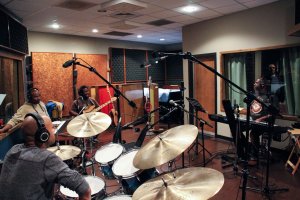 A client of Kingswood Productions using Studio B to record their latest album.