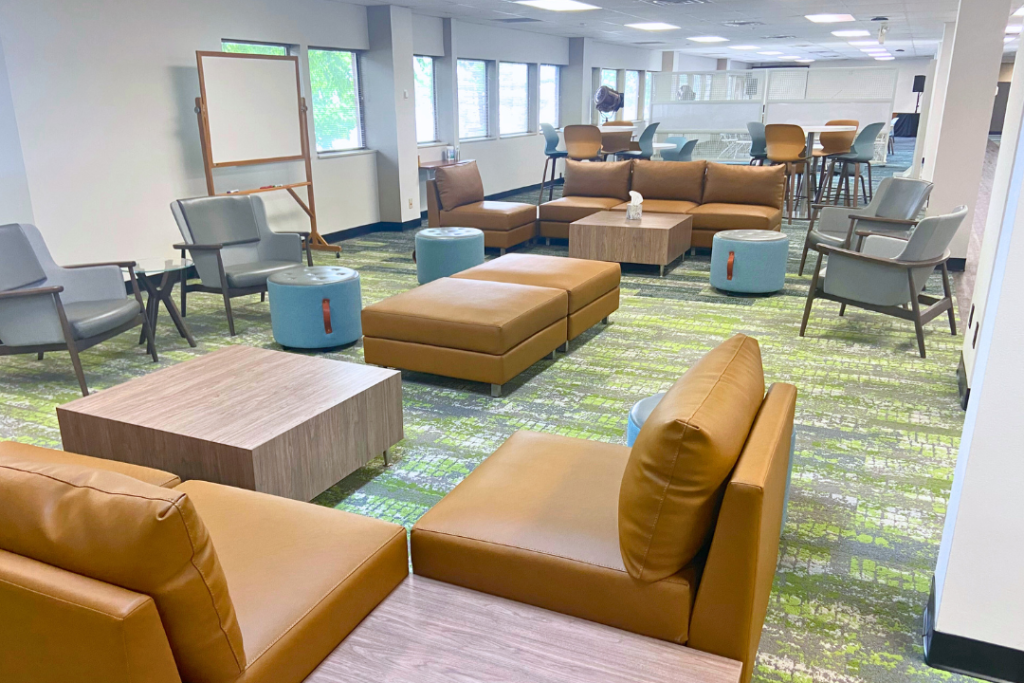 a large, open meeting space at Kingswood Productions in Nashville