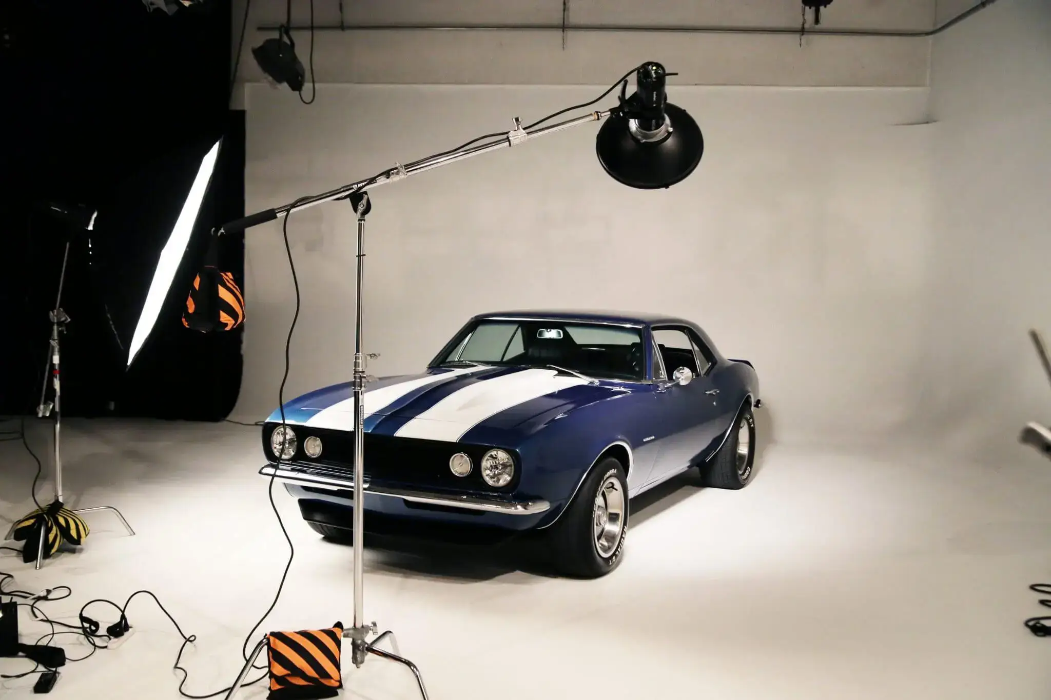 studio photo shoot of mustang