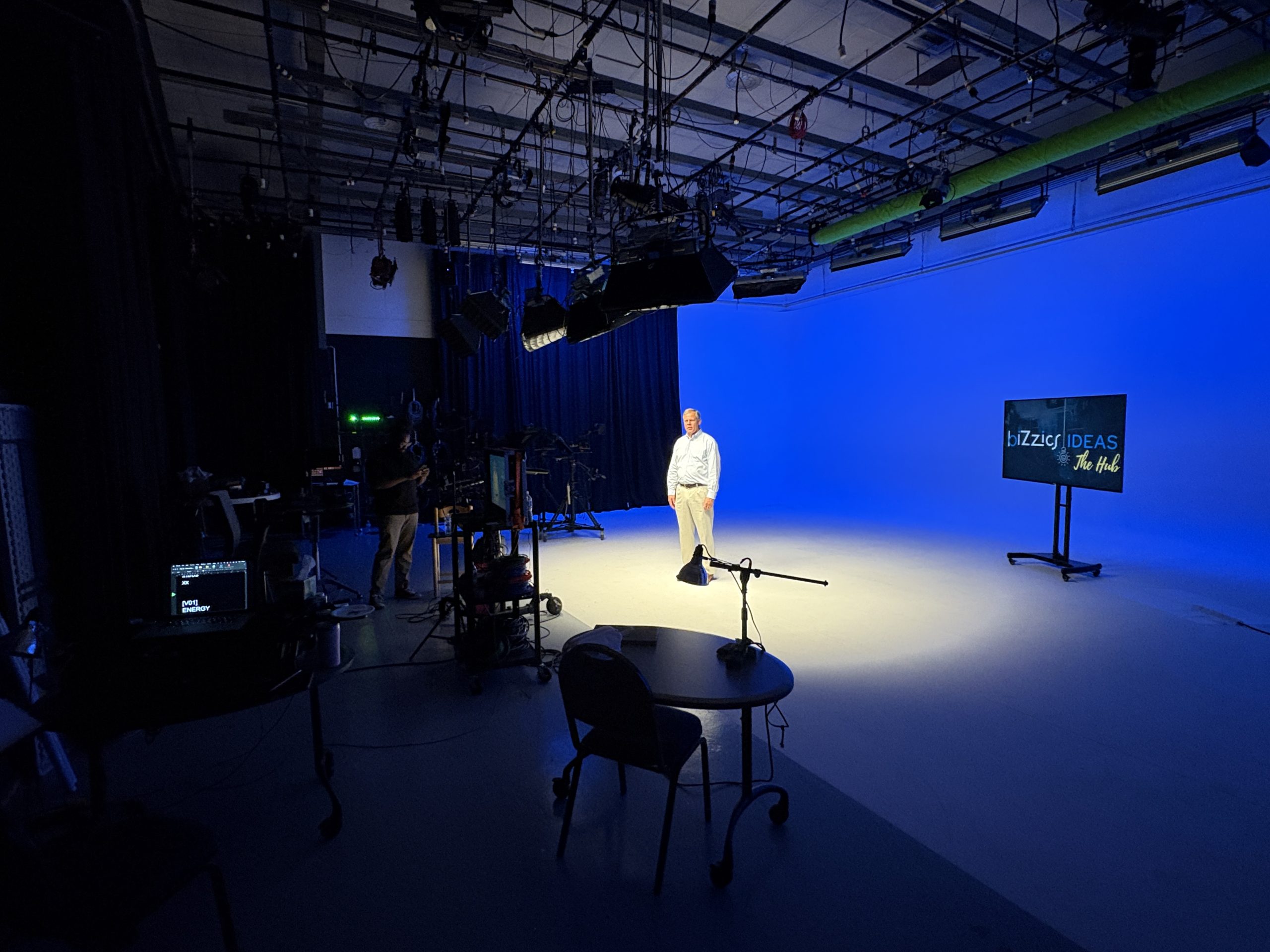 man standing on studio set