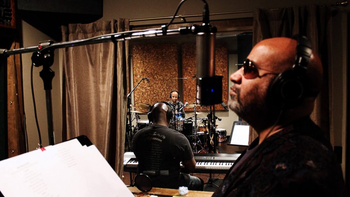 musicians jamming in Kingswood's audio studio